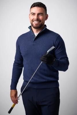 Pull col cheminée en cashmere George<BR>Glenmuir
